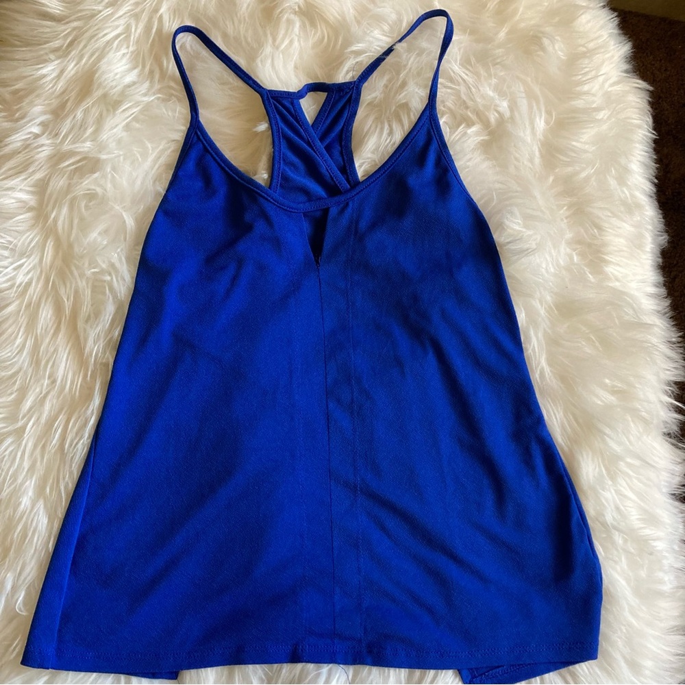 Royal Blue Spaghetti Crossover Back Top Size S